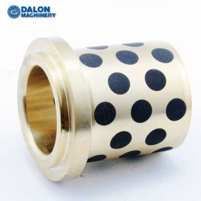 oilless self lubricating flange flanged solid graphite inserted plugged casting machining sliding brass bronze half bushing